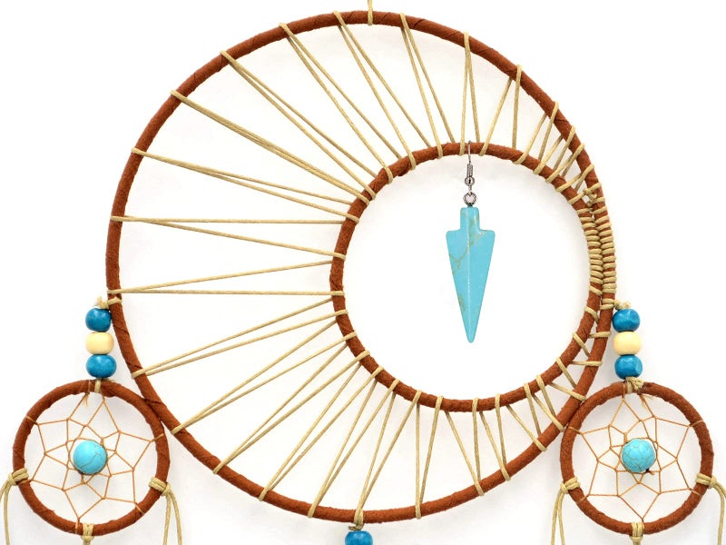Urdeoms Large Dream Catchers for Girls Room Decor Boho Moon Dream Catcher Wall Decor Turquoise Hanging Ornament for Living Room Dorm Decor Hippie Gifts (NO.34) - Image 3